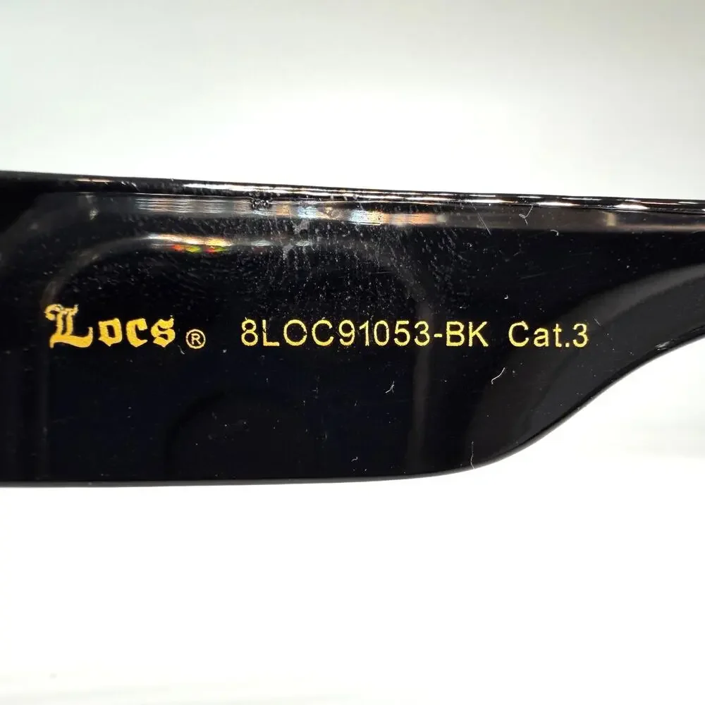 Locs Authentic OG Men's Smoke Lens UV400 Gloss Black Wrap Motorcycle Sunglasses
